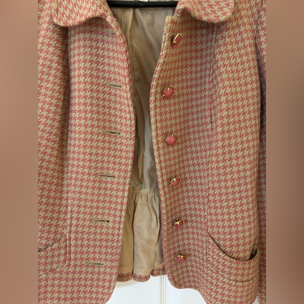Tracy Reese Women's Pink Houndstooth Blazer - please read description - Picture 2 of 6
